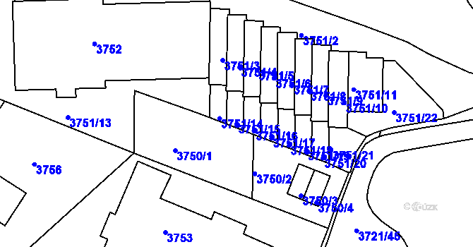 Parcela st. 3751/15 v KÚ Smíchov, Katastrální mapa