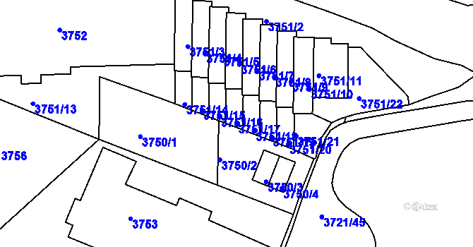 Parcela st. 3751/17 v KÚ Smíchov, Katastrální mapa