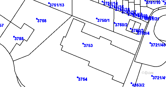 Parcela st. 3753 v KÚ Smíchov, Katastrální mapa