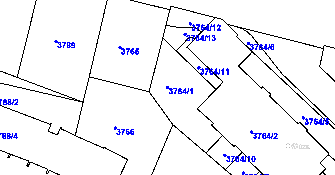 Parcela st. 3764/1 v KÚ Smíchov, Katastrální mapa