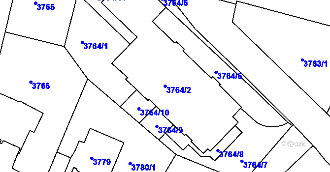 Parcela st. 3764/2 v KÚ Smíchov, Katastrální mapa