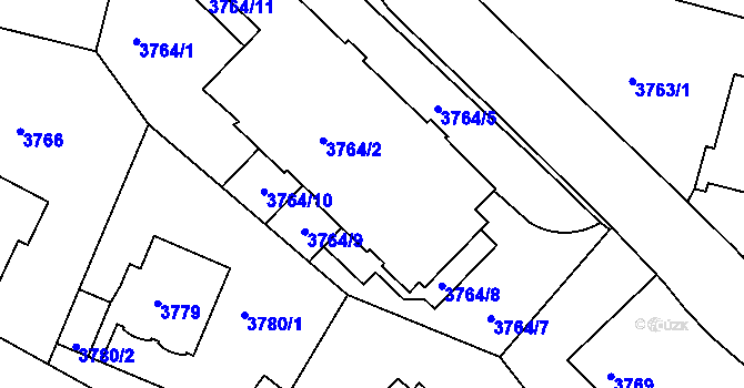 Parcela st. 3764/3 v KÚ Smíchov, Katastrální mapa