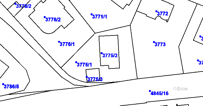 Parcela st. 3775/2 v KÚ Smíchov, Katastrální mapa