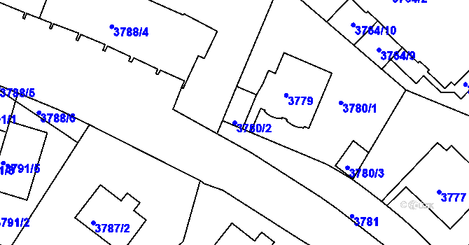 Parcela st. 3780/2 v KÚ Smíchov, Katastrální mapa