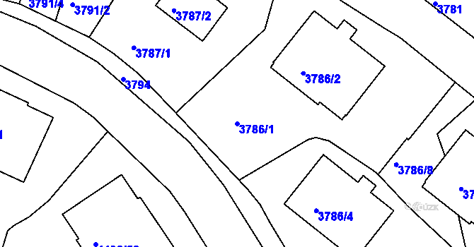 Parcela st. 3786/1 v KÚ Smíchov, Katastrální mapa