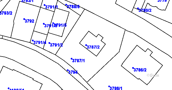 Parcela st. 3787/2 v KÚ Smíchov, Katastrální mapa