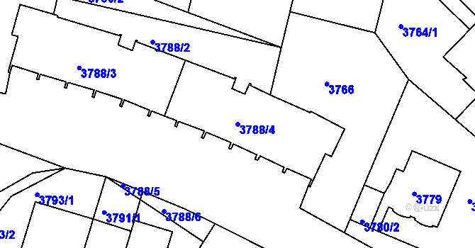 Parcela st. 3788/4 v KÚ Smíchov, Katastrální mapa