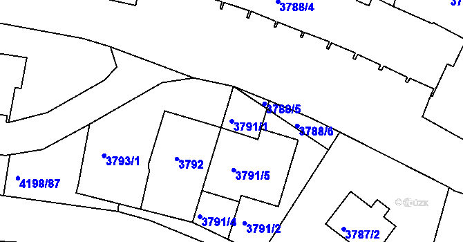 Parcela st. 3791/1 v KÚ Smíchov, Katastrální mapa