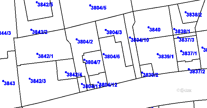 Parcela st. 3804/6 v KÚ Smíchov, Katastrální mapa