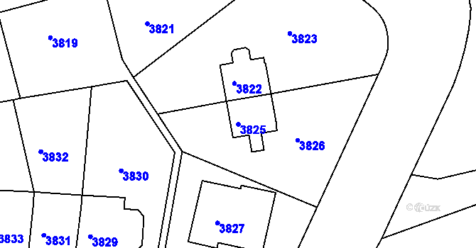 Parcela st. 3825 v KÚ Smíchov, Katastrální mapa