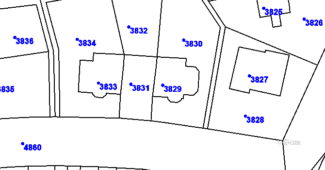 Parcela st. 3829 v KÚ Smíchov, Katastrální mapa