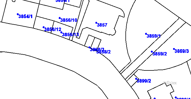 Parcela st. 3858/2 v KÚ Smíchov, Katastrální mapa