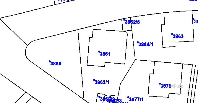 Parcela st. 3861 v KÚ Smíchov, Katastrální mapa