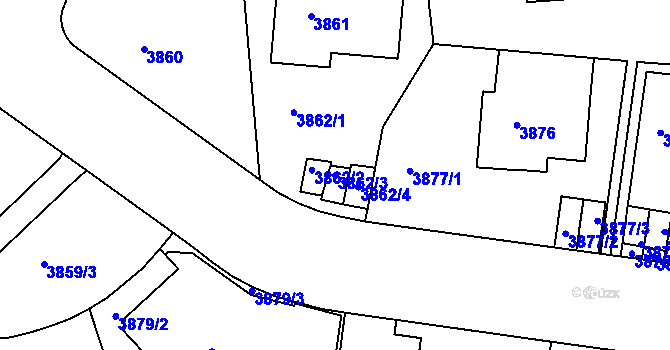Parcela st. 3862/3 v KÚ Smíchov, Katastrální mapa