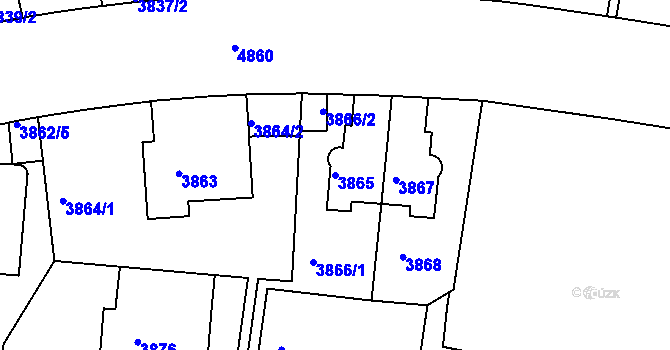 Parcela st. 3865 v KÚ Smíchov, Katastrální mapa