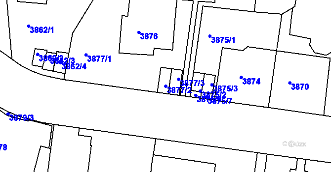 Parcela st. 3877/2 v KÚ Smíchov, Katastrální mapa