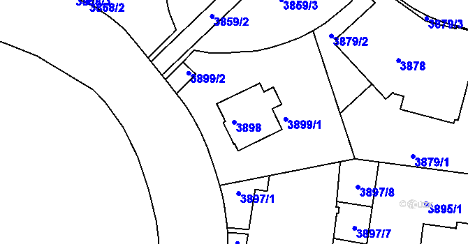 Parcela st. 3898 v KÚ Smíchov, Katastrální mapa
