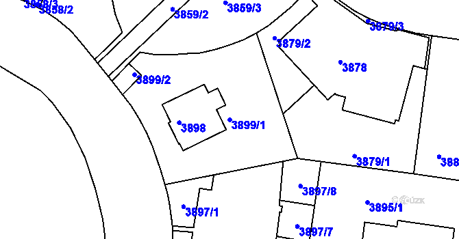 Parcela st. 3899/1 v KÚ Smíchov, Katastrální mapa