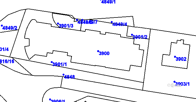 Parcela st. 3900 v KÚ Smíchov, Katastrální mapa