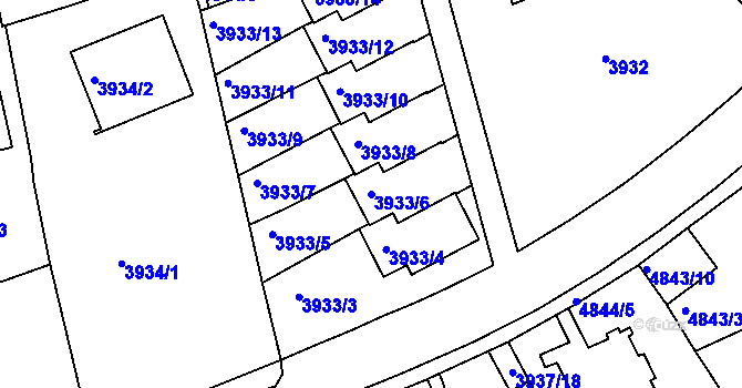 Parcela st. 3933/6 v KÚ Smíchov, Katastrální mapa