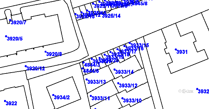 Parcela st. 3933/19 v KÚ Smíchov, Katastrální mapa