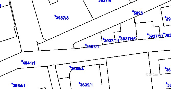 Parcela st. 3937/1 v KÚ Smíchov, Katastrální mapa