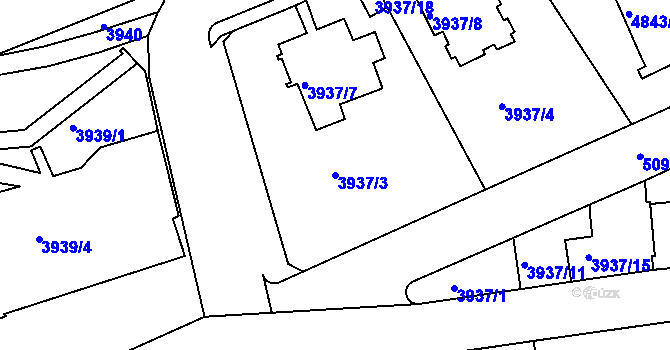 Parcela st. 3937/3 v KÚ Smíchov, Katastrální mapa
