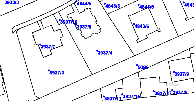 Parcela st. 3937/4 v KÚ Smíchov, Katastrální mapa