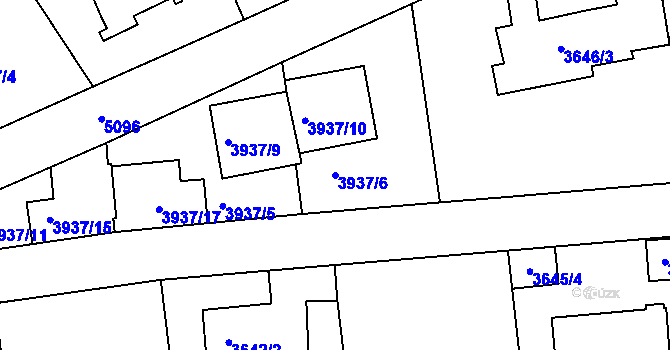 Parcela st. 3937/6 v KÚ Smíchov, Katastrální mapa