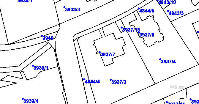 Parcela st. 3937/7 v KÚ Smíchov, Katastrální mapa