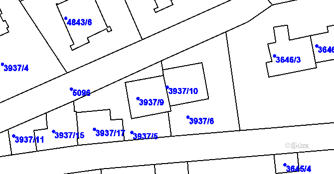Parcela st. 3937/10 v KÚ Smíchov, Katastrální mapa