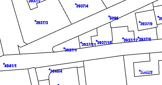 Parcela st. 3937/11 v KÚ Smíchov, Katastrální mapa