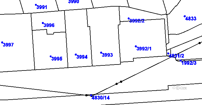 Parcela st. 3993 v KÚ Smíchov, Katastrální mapa