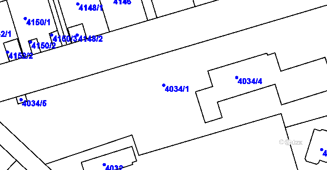 Parcela st. 4034/1 v KÚ Smíchov, Katastrální mapa
