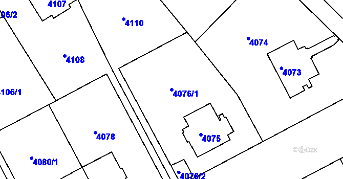 Parcela st. 4076/1 v KÚ Smíchov, Katastrální mapa