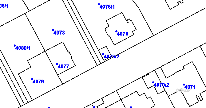 Parcela st. 4076/2 v KÚ Smíchov, Katastrální mapa