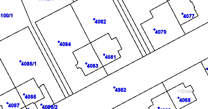 Parcela st. 4081 v KÚ Smíchov, Katastrální mapa