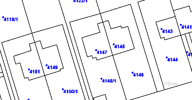 Parcela st. 4147 v KÚ Smíchov, Katastrální mapa
