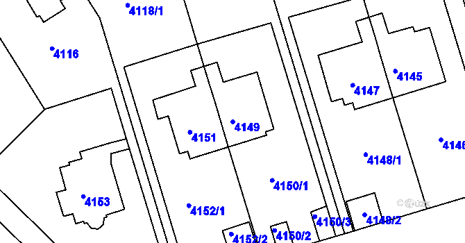 Parcela st. 4149 v KÚ Smíchov, Katastrální mapa