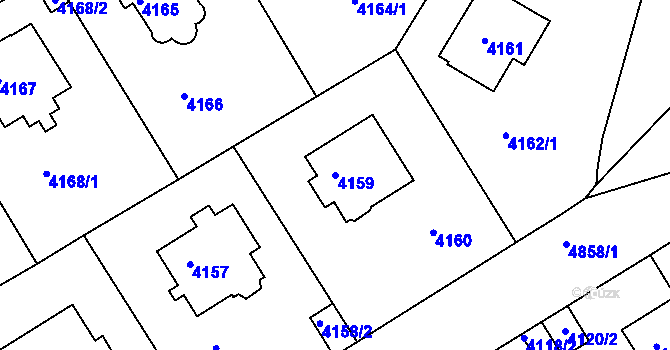 Parcela st. 4159 v KÚ Smíchov, Katastrální mapa
