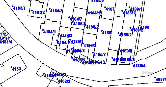 Parcela st. 4185/3 v KÚ Smíchov, Katastrální mapa