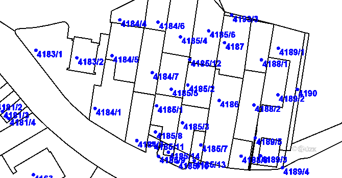 Parcela st. 4185/5 v KÚ Smíchov, Katastrální mapa