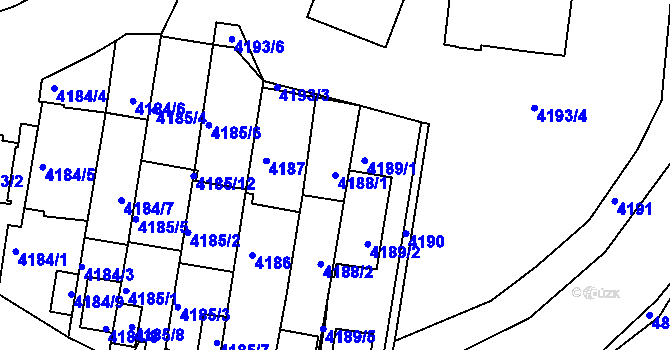 Parcela st. 4188/1 v KÚ Smíchov, Katastrální mapa