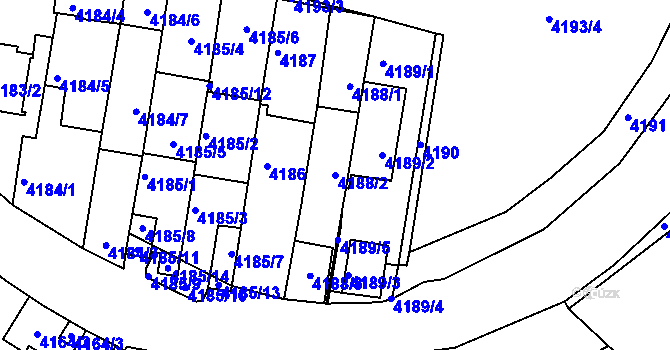 Parcela st. 4188/2 v KÚ Smíchov, Katastrální mapa