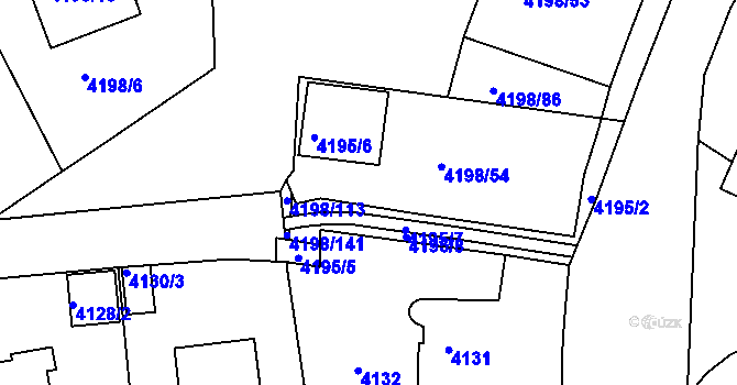 Parcela st. 4195/1 v KÚ Smíchov, Katastrální mapa