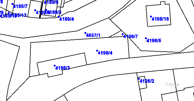Parcela st. 4198/4 v KÚ Smíchov, Katastrální mapa