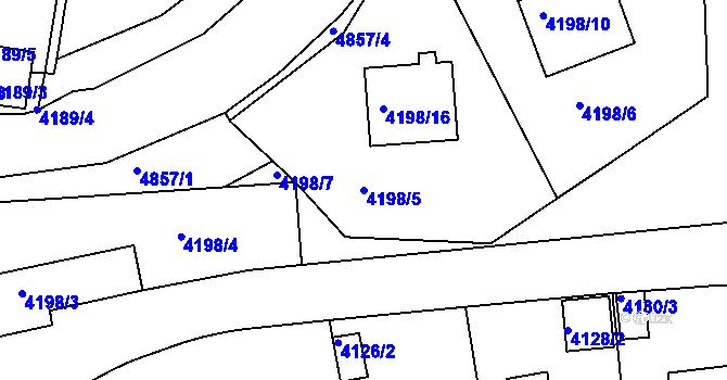 Parcela st. 4198/5 v KÚ Smíchov, Katastrální mapa