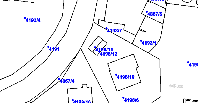 Parcela st. 4198/12 v KÚ Smíchov, Katastrální mapa