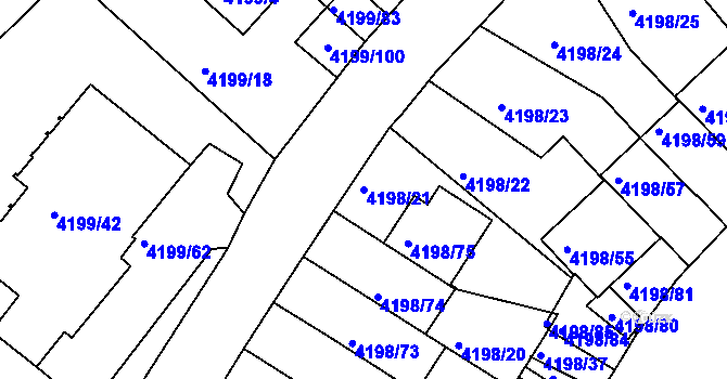 Parcela st. 4198/21 v KÚ Smíchov, Katastrální mapa