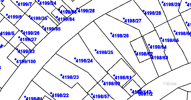 Parcela st. 4198/25 v KÚ Smíchov, Katastrální mapa